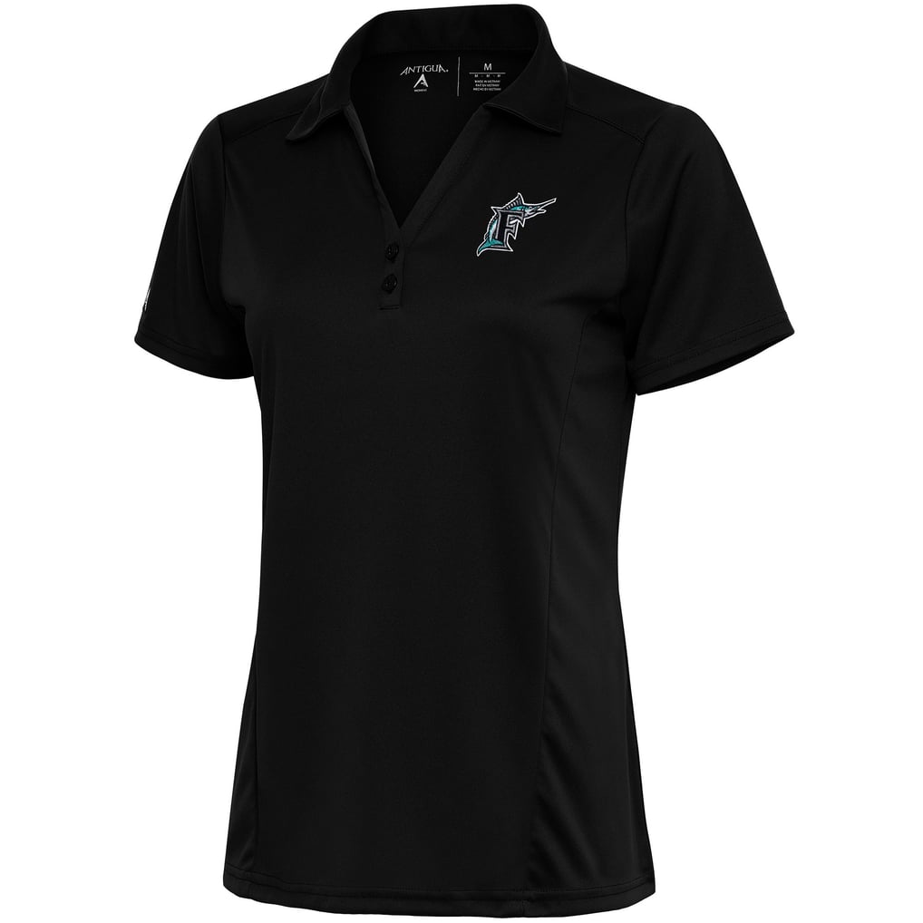  Florida Marlins Antigua Women's Cooperstown Tribute Polo - Black