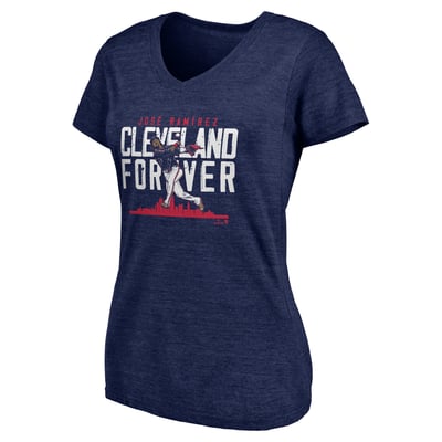 José Ramírez BreakingT Women's Cleveland Forever V-Neck T-Shirt - Navy