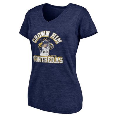 William Contreras BreakingT Women's Crown Him V-Neck T-Shirt - Navy