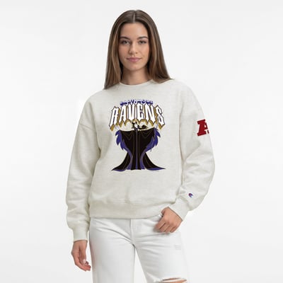  Baltimore Ravens Women's Disney x Champion All-Star Fleece Crew Sweatshirt - Oatmeal