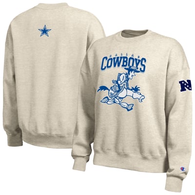  Dallas Cowboys Women's Disney x Champion All-Star Fleece Crew Sweatshirt - Oatmeal