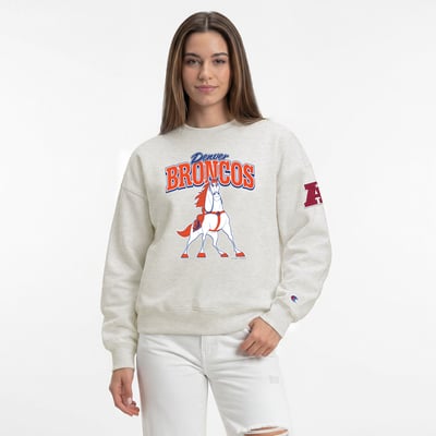  Denver Broncos Women's Disney x Champion All-Star Fleece Crew Sweatshirt - Oatmeal