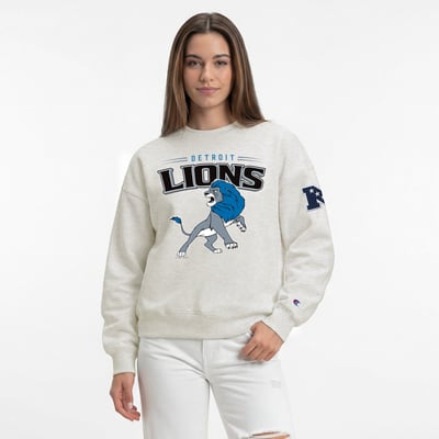  Detroit Lions Women's Disney x Champion All-Star Fleece Crew Sweatshirt - Oatmeal