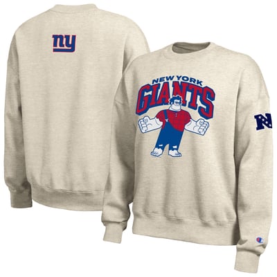  New York Giants Women's Disney x Champion All-Star Fleece Crew Sweatshirt - Oatmeal