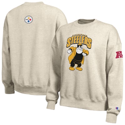  Pittsburgh Steelers Women's Disney x Champion All-Star Fleece Crew Sweatshirt - Oatmeal