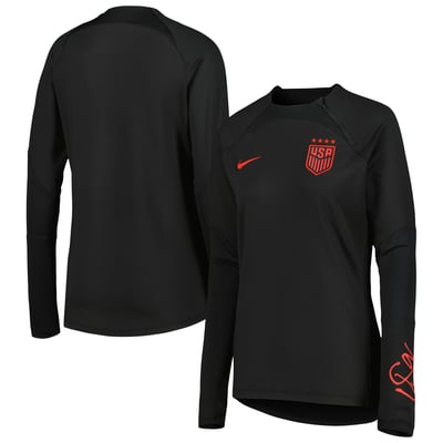 USWNT Nike Women's 2023 Strike Drill Performance Raglan Quarter-Zip Long Sleeve Top - Black