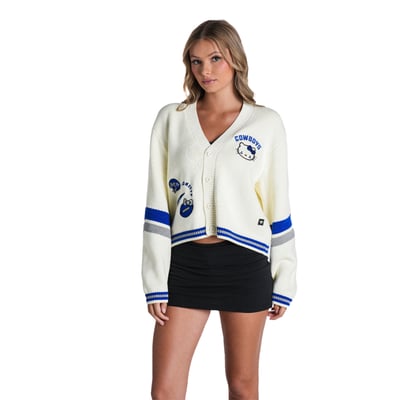 Dallas Cowboys The Wild Collective x Hello Kitty Women's Full-Button Cardigan - Cream