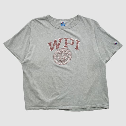 Worcester Polytechnic Institute Engineers Champion 90s T-shirt - Heather Gray - 2XL by Fanatics Real Vintage