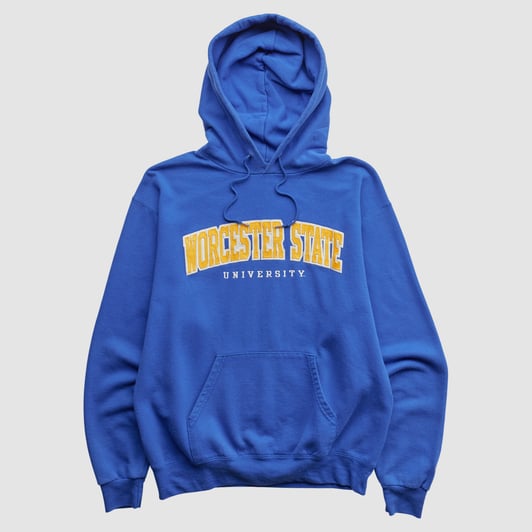 Worcester State Lancers Champion 2000s Hooded Pullover Sweatshirt - Blue - S by Fanatics Real Vintage
