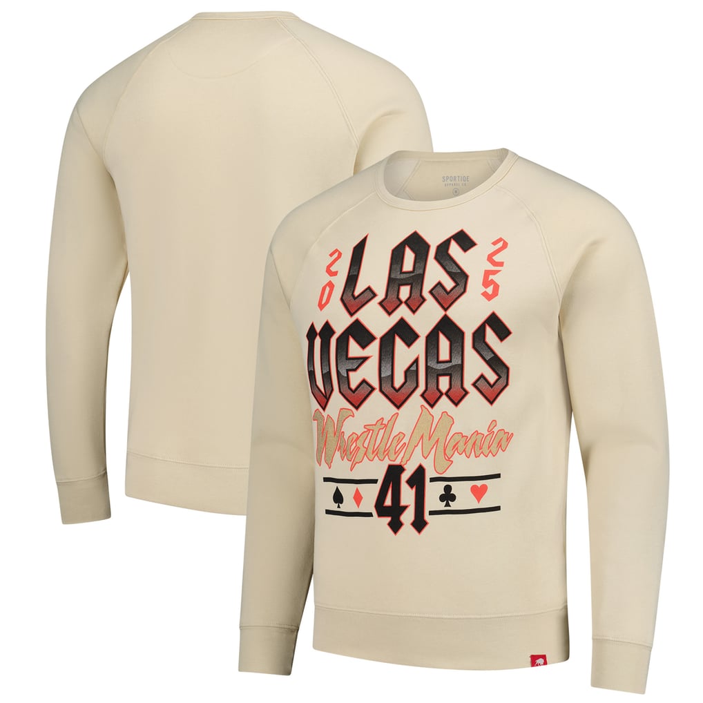 WrestleMania 41 Sportiqe Harmon Fleece Raglan Tri-Blend Pullover Sweatshirt - Tan