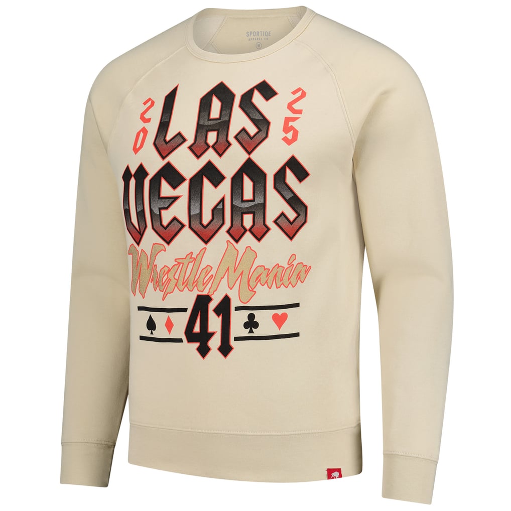 WrestleMania 41 Sportiqe Harmon Fleece Raglan Tri-Blend Pullover Sweatshirt - Tan