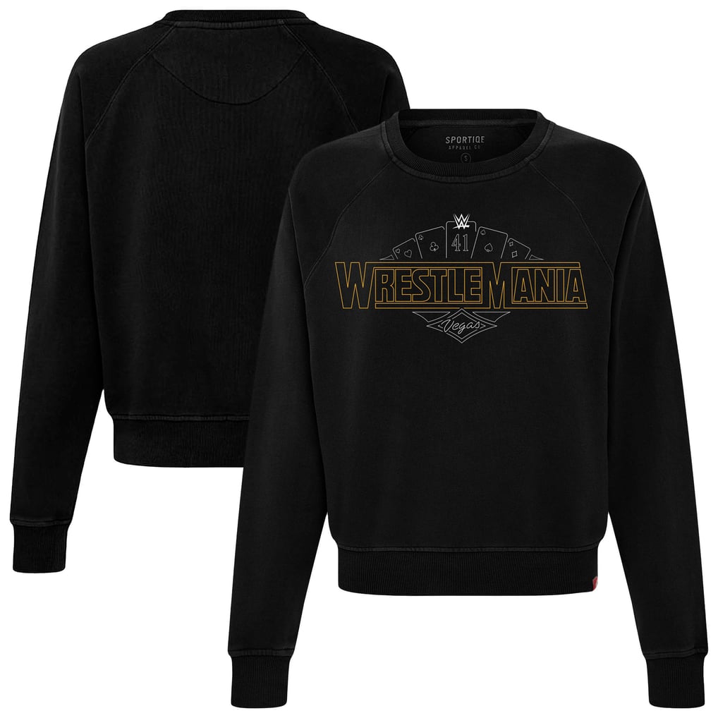 WrestleMania 41 Sportiqe Women's Ashlyn Raglan Pullover Sweatshirt - Black