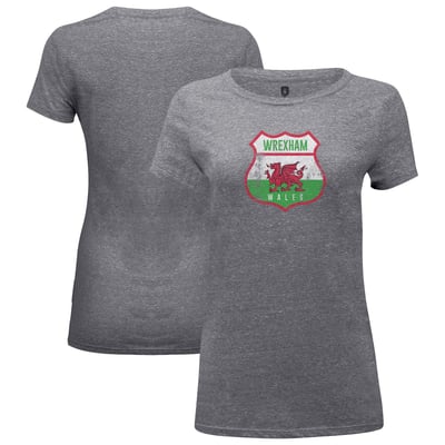  Wrexham 1863FC Women's Shield Tri-Blend T-Shirt - Heather Gray