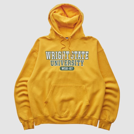 Wright State Raiders Champion 2000s Hooded Pullover Sweatshirt - Yellow - M by Fanatics Real Vintage