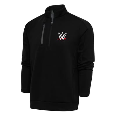 WWE Antigua Generation Quarter-Zip Pullover Top - Charcoal/Silver