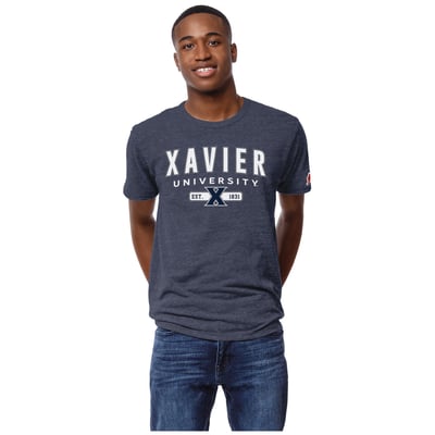 Xavier Musketeers League Collegiate Wear Victory Falls Tri-Blend T-Shirt - Heather Navy