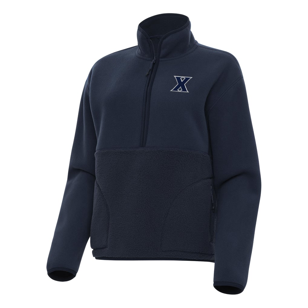 Xavier Musketeers Antigua Women's Figure Half-Zip Pullover Sweatshirt - Navy