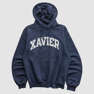 Xavier Musketeers Champion 2000s Hooded Pullover Sweatshirt - Navy - XS by Fanatics Real Vintage