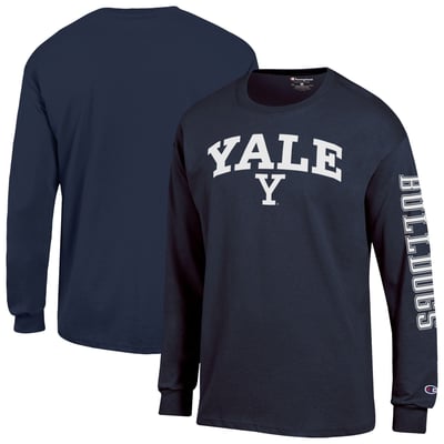 Yale Bulldogs Champion Arch Logo Long Sleeve T-Shirt - Navy