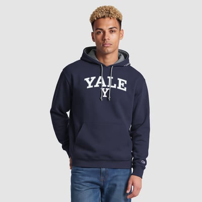 Yale Bulldogs Champion Contrast Hoodie - Navy/Heather Gray