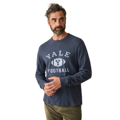 Yale Bulldogs FAHERTY Sunwashed Slub Sweatshirt - Heather Navy