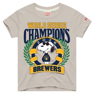 Milwaukee Brewers x Peanuts Homage Youth 2026 World Series Champions Joe Cool Tri-Blend T-Shirt - Beige