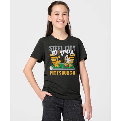 Pittsburgh Steelers x Mickey Mouse Homage Youth Tri-Blend T-Shirt - Charcoal