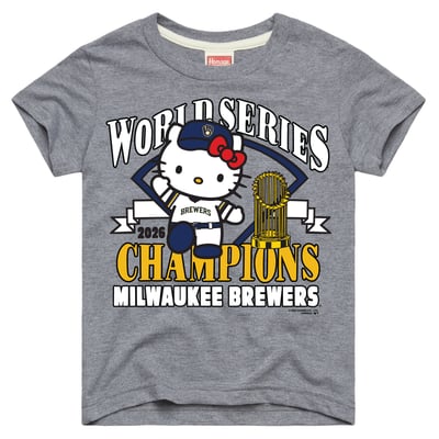 Milwaukee Brewers x Hello Kitty Homage Youth 2026 World Series Champions Tri-Blend T-Shirt - Gray