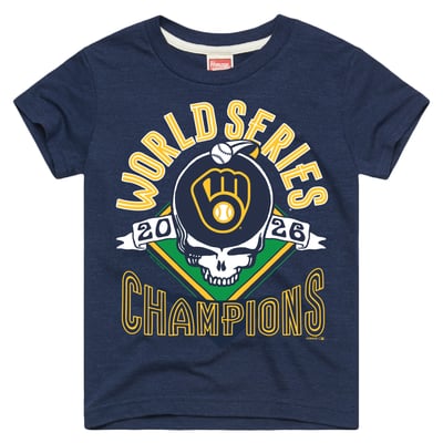 Milwaukee Brewers x The Grateful Dead Homage Youth 2026 World Series Champions Tri-Blend T-Shirt - Navy