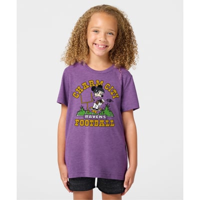 Baltimore Ravens x Mickey Mouse Homage Youth Tri-Blend T-Shirt - Purple