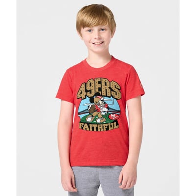 San Francisco 49ers x Mickey Mouse Homage Youth Tri-Blend T-Shirt - Scarlet