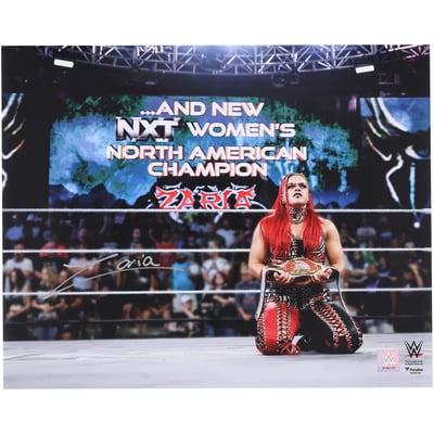Zaria WWE Autographed Fanatics Authentic 16" x 20" Raising NXT Women's North American Title Photograph