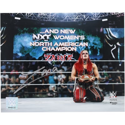 Zaria WWE Autographed Fanatics Authentic 8" x 10" Raising NXT Women's North American Title Photograph