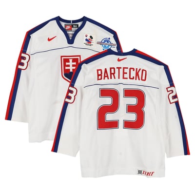 Ľuboš Bartečko Team Slovakia Fanatics Authentic Game-Used #23 White Nike Jersey from the 2004 World Cup of Hockey